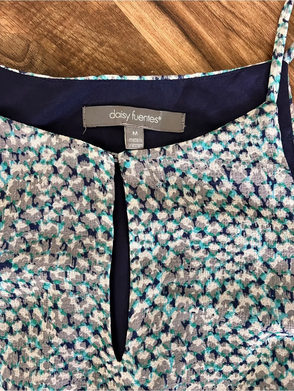 Daisy Fuentes Navy and Teal Printed Dress - Picture 6 of 8